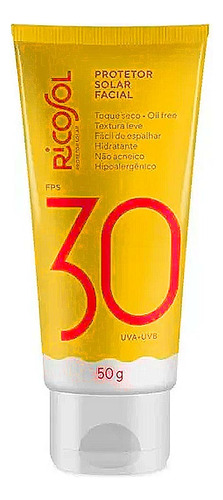 Protetor Solar Facial Ricosol Toque Seco Oil-free Fps30 50g