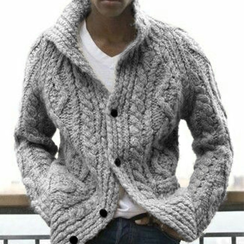 Men's Solid Punto Chaqueta Casual Sweater [s]