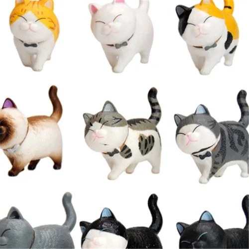 A 9 Piezas De Pvc Gatos Figurines Escritorio Mesa Gatito