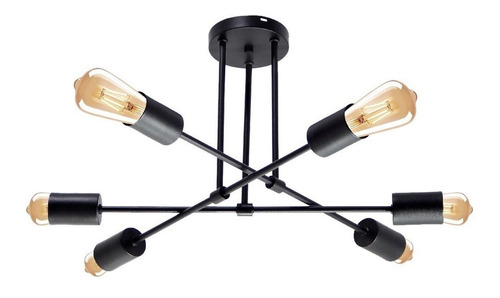 Imagen 3 de 4 de Lámpara araña de techo Gioluce Plafón araña escandinavo industrial spa color negro 220V