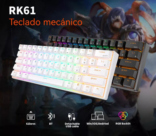 Teclado Mecánico Abnt2 Hyrax Thunder Gamer, 60%, Rgb, Humano