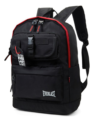 Mochila Everlast Juvenil Con Diseño Moderno Ligera Color Negro Diseño De La Tela Liso