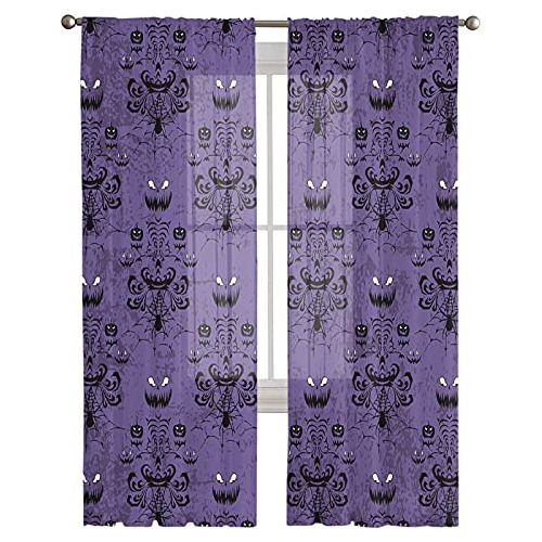 Amzricher Halloween Casa Embrujada Cortinas De Vitral H53mw