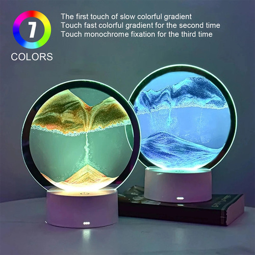 Lámpara Led Rgb Sandscape Moving Sand Art, Luz Nocturna Con