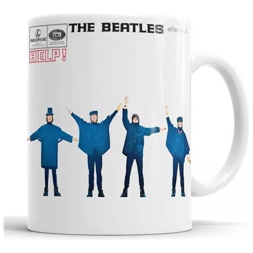 Taza The Beatles - Help - Tapa - Cerámica Importada + Cajita