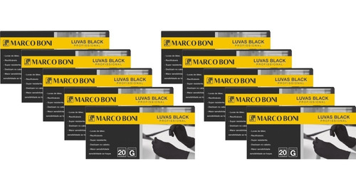 Kit 100 Pares Luvas G  Cabeleireiro Black Marco Boni