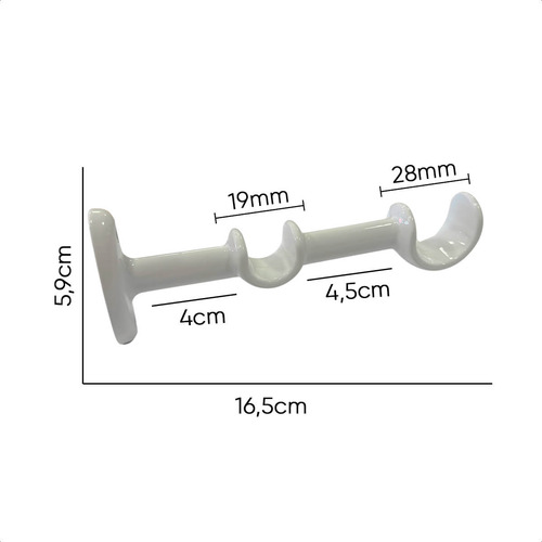 1 Suporte Varão Cortina Duplo 19/28mm 100% Alumínio Branco