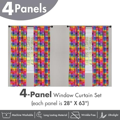 Cortinas Abstractas Ventana Diseño Geométrico Colores Arcoír