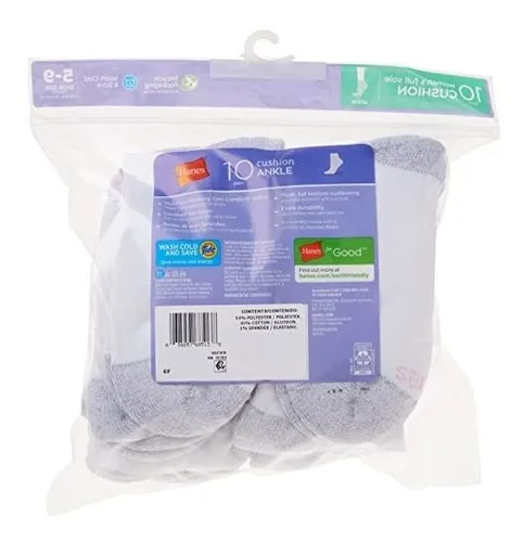 Hanes Calcetines Deportivos Para Mujer, 10 Pares, Color Blan