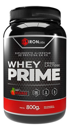 Whey Protein Prime Zero Lactose Iron Labs Morango Pote 800g