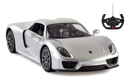 Auto De Juguete Inalambrico Grande 1:14 Color Plateado Personaje Porsche 918 Spyder