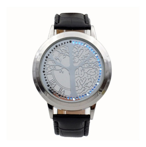 Excelente Reloj Led Touch-luz Caratula Árbol Hombre O Mujer Correa Negro 2/piel