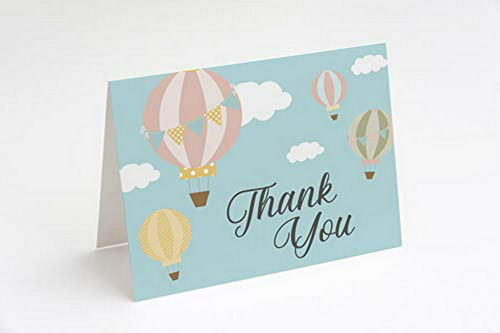 Hot Air Balloon Thank You Cards Baby Shower Birthday Adventu