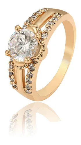 Anillo Grueso Solitario Compromiso Oro 18k Lam Calidad Moda