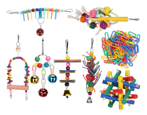 Bird Swing Toys 8pcs Parrots Bloques De Madera Para Morder