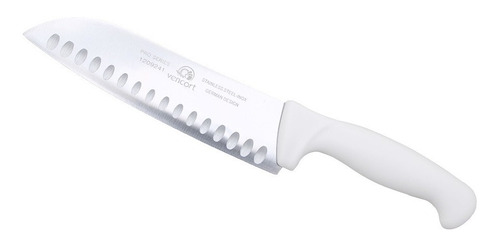 Cuchillo Chef Santoku Troquelado Profesional 7 Pulgadas Color Blanco