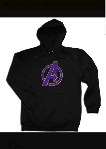 Buzo Capucha Avengers Infinity War Algodon Azul Claro