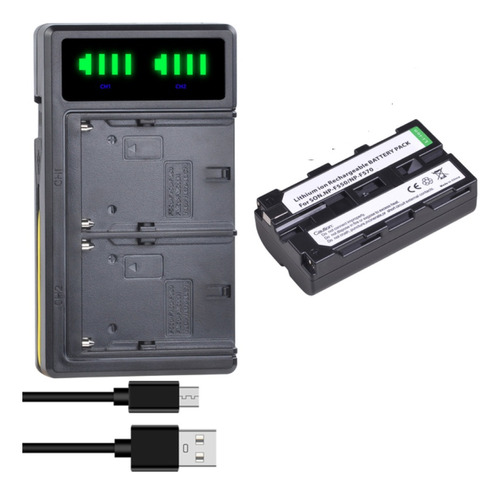 Batería Np-f550 Np-f570 + Cargador Doble Bc-vm10 Alternativa