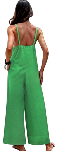 Jumpsuit Holgado Tirantes Finos Escote V Y Pierna Amplia #1 Verde G
