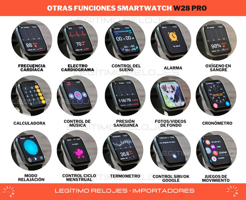 Imagen 9 de 10 de Smartwatch W28 Pro Reloj Inteligente Hombre Mujer Tope Gama