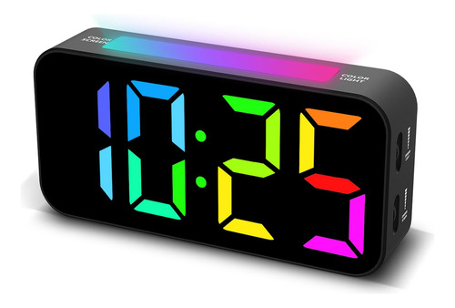 Reloj Despertador Ruidoso Digital Luz Nocturna Doble Alarma