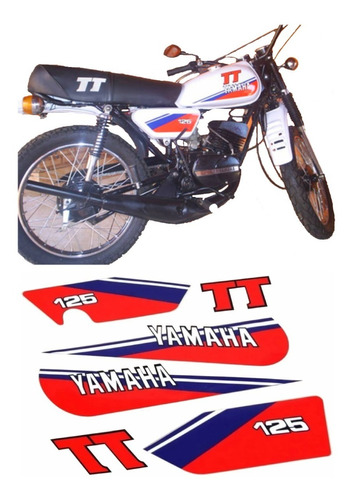 Kit Adesivos Yamaha Tt 125 1980 A 1981 Branca 00220