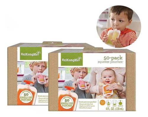 Pack 50 Bolsas Para Papillas Y Compotas Bebés Niños