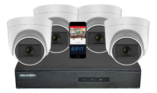 Camara Seguridad Kit Hikvision Dvr 4 Canales + 4 Domo 720p