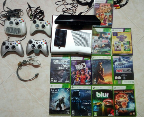 Xbox 360 Slim +4controles+250gb+56juegos Originales+kinect