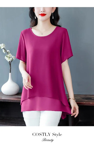Top De Chifón Elegante Para Mujer De Talla Grande