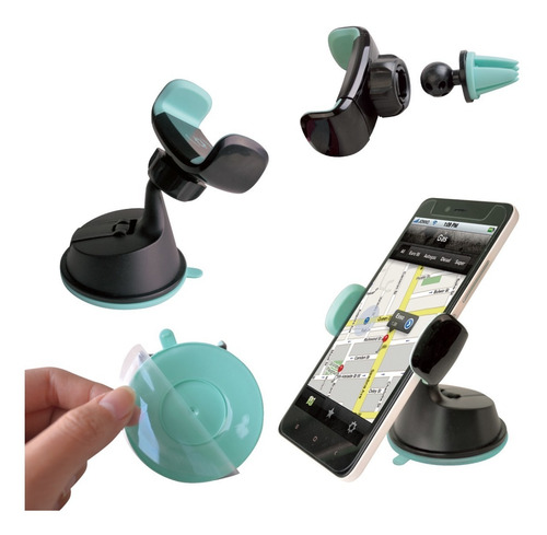 Imagen 2 de 3 de Soporte Celular Auto Tablero+ Vidrio Sopapa+ Ventilacion 2e1