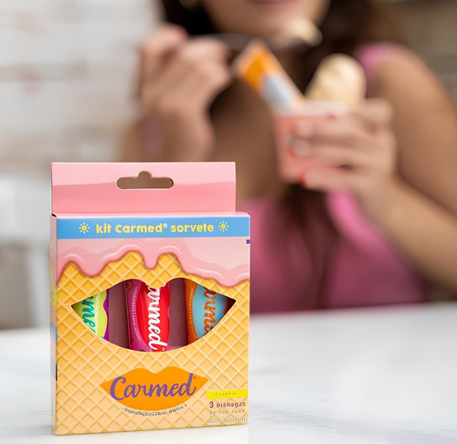 Kit Carmed Sorvete Verao Com 3 Bisnagas De 10g Por 30$