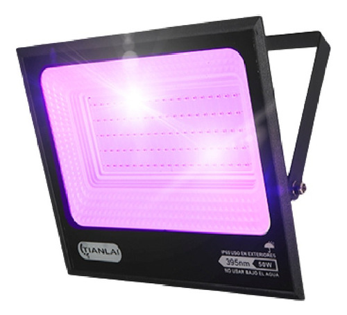 Reflector Led Luminaria Luz Purpura 50w 400lm Ip65 Potente Color De La Carcasa Negro Color De La Luz Morada