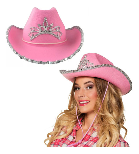 Sombrero Vaquero Moda Con Plumas Cowboy Gorra Mujer Fiesta