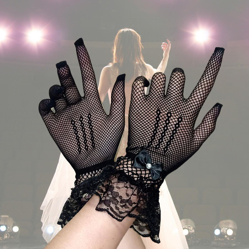 ª Elegantes Guantes Cortos De Encaje Guantes De Boda A La