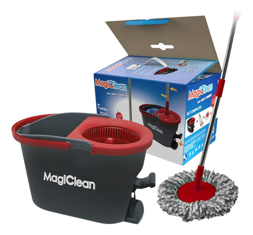 Magiclean Turbo Magic M1 color gris oscuro trapeador mop y cubo con pedal