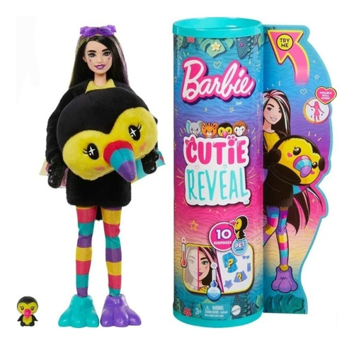 Barbie Cutie Reveal Muñeca Disfraz Tucan 10 Sorpresas