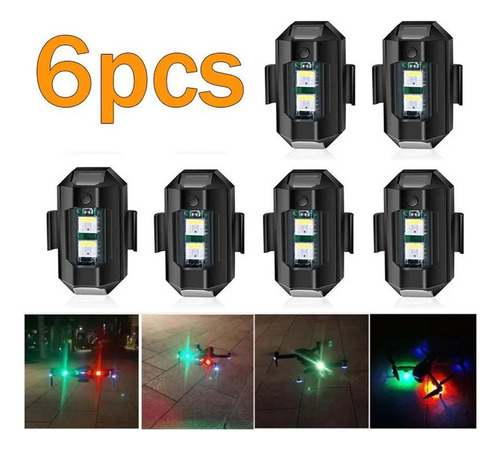 6 Pzs De Luz Estroboscópica Avión De Motocicleta 7 Colores