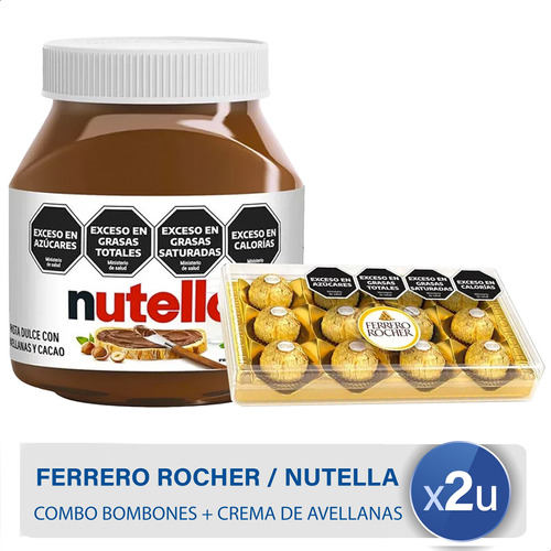 Bombones Ferrero Rocher + Nutella Crema De Avellanas Combo