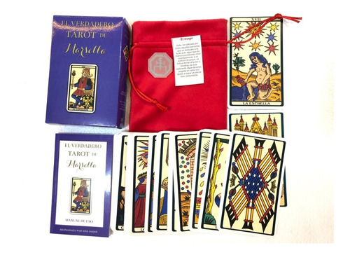 Tarot Marsella + Amuleto + Bolsa Para Tarot + Libro  12.5 Cm