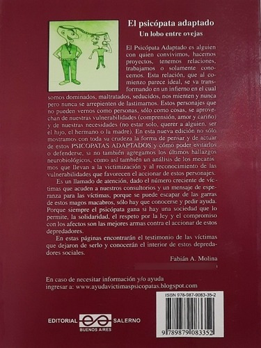 El Psicópata Adaptado, De Fabián Alejandro Molina., Vol. N/a. Editorial Salerno, Tapa Blanda, Edición 1 En Español, 2022