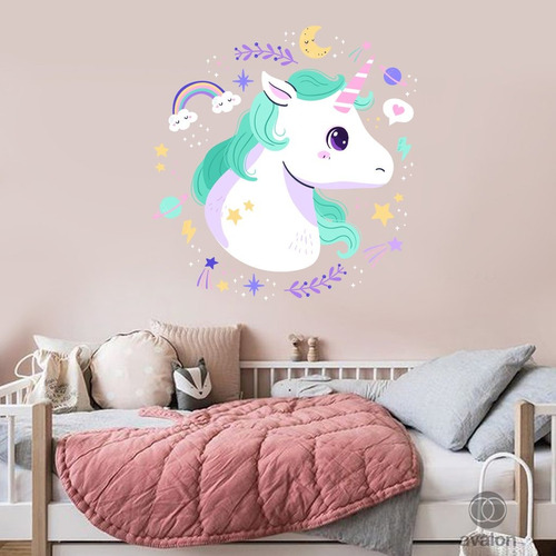 Vinilo Decorativo Unicornio Y Stickers Infantil Pared