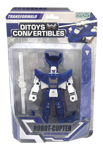 Robot-copter Con Accesorio Ditoys Convertibles Azul Personaje Robot