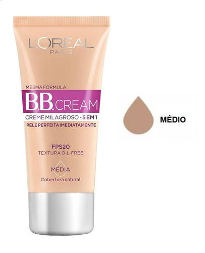 Bb Cream Loréal Paris 30ml - Cor Médio