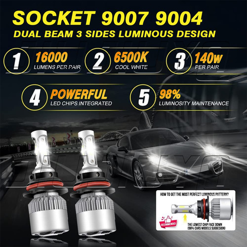 9007 Kit De Faros Led 16000lm Para 1995-08 Chrysler Voyager