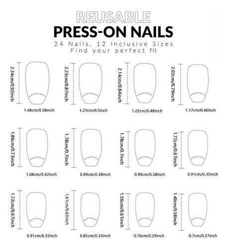 24 Uñas Postizas Press On Con Diseño, Diferentes Modelos