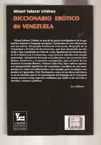 ~ Diccionario Erótico De Venezuela Misael Salazar Léidenz °| (Usado)