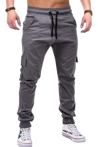 Pantalón Jogger Comodo Casual Bolsas Cargo Gabardina 2904str