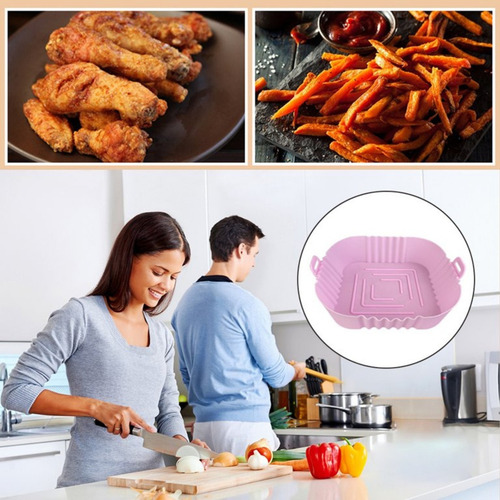 Bandeja Air Fryer Molde Silicona Cuadrado Freidora Aire Color