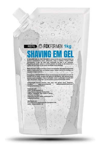 Gel Para Barbear Shaving Gel Fox For Men 1kg Refil Econômico